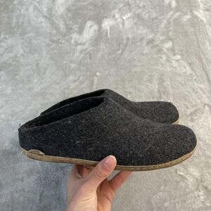 Glerups Shoes Womens Size 9 Gray Wool Felt Slip On Slippers Rubber Sole House
